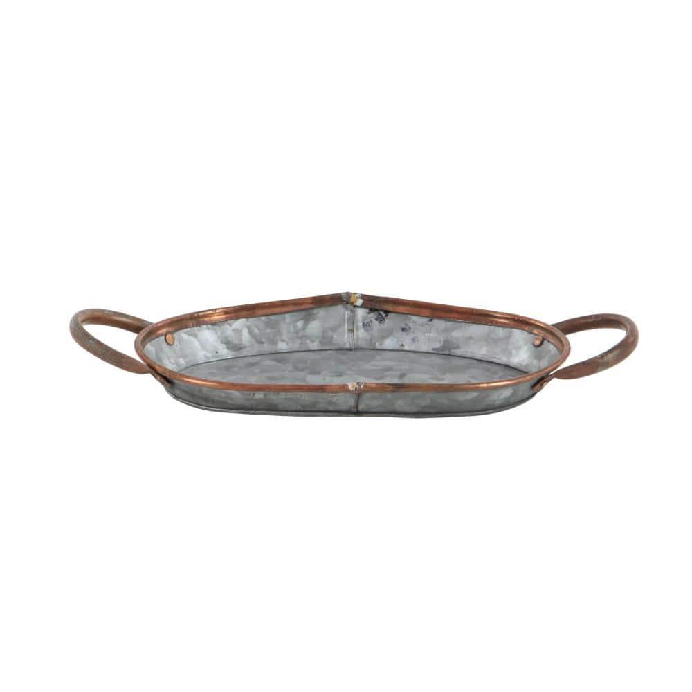 DecMode 14", 22", 28"W Gray Metal Galvanized Tray, 3-Pieces