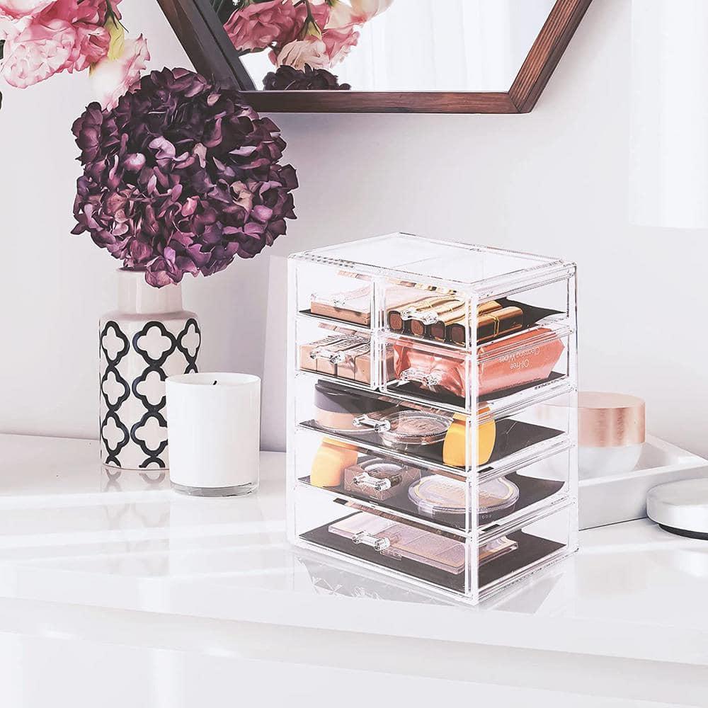 Sorbus Sorbus 7 Drawers Acrylic Makeup and Jewelry Cosmetics Organizer with Mesh Padding in Black