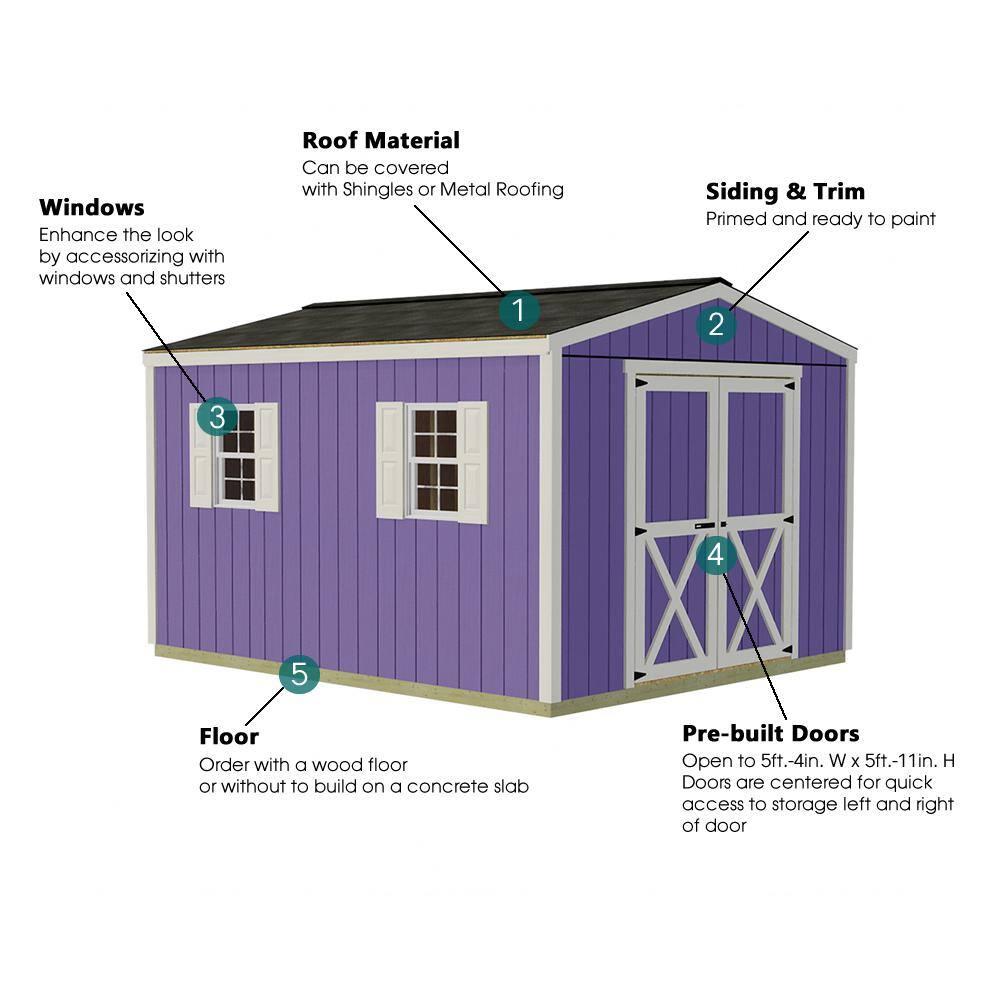 Elm 10 ft. W x 12 ft. D Solid Wood Storage Shed
