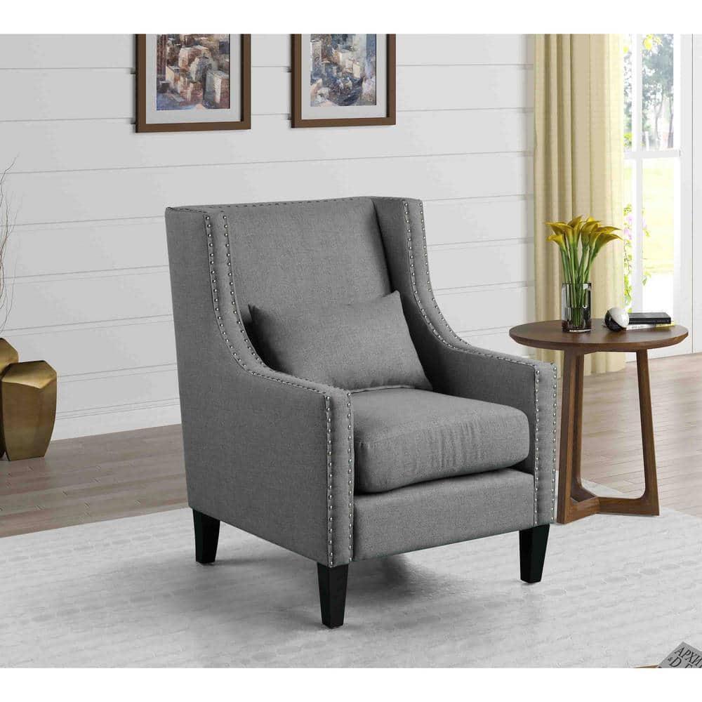 Best Master Furniture Glenn 20" Transitional Fabric Arm Chair in Dark Gray
