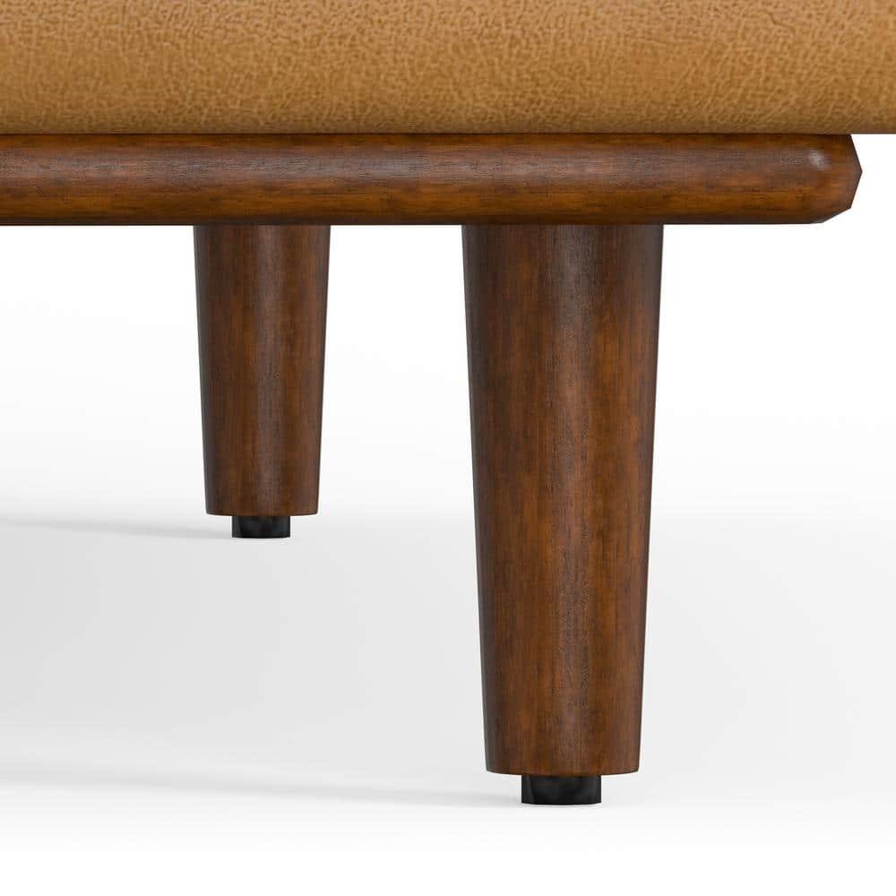 Simpli Home Morrison Genuine Leather Sofa, Mid-Century Modern Couch for Living Room, Handcrafted with Removable Cushions