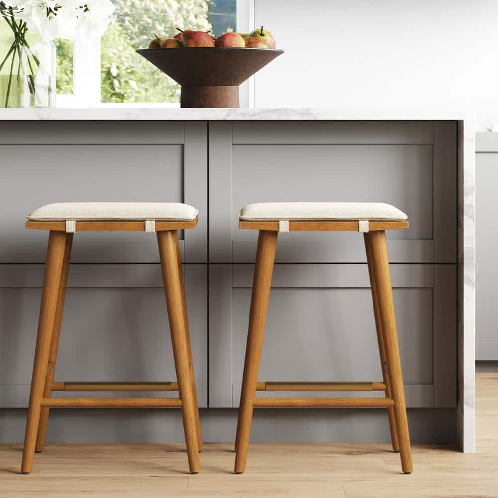 Nathan James Barker Upholstered Counter Stool with Solid Wood Frame