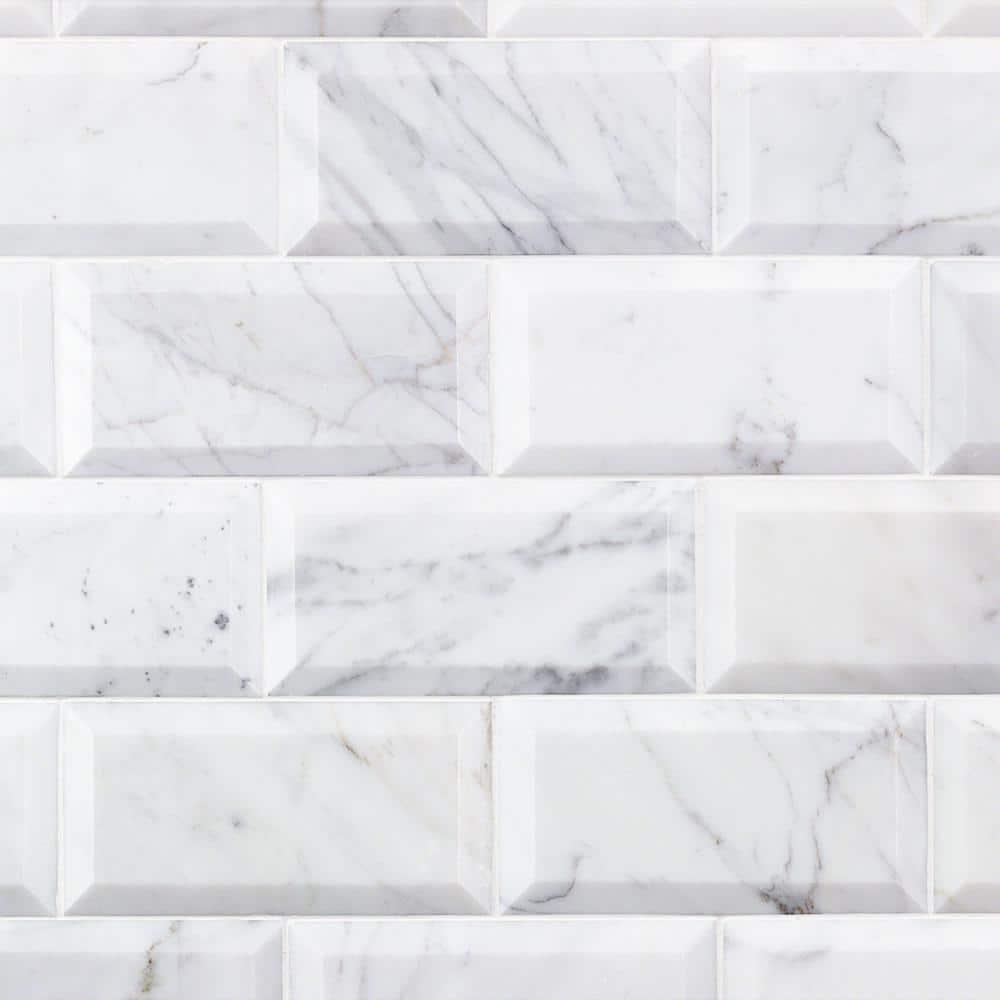 Calacatta 3" x 6" Marble Marble Look Subway Wall & Floor Tile