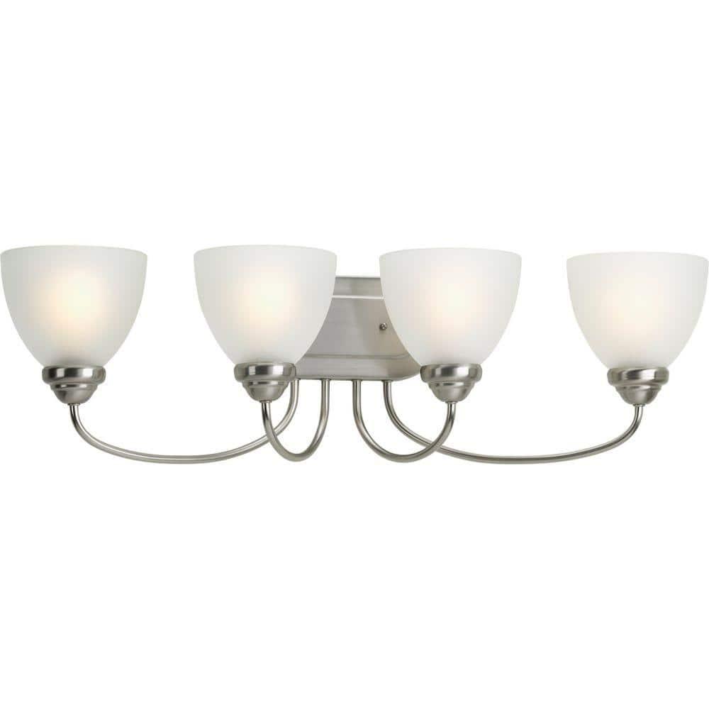Progress Lighting Heart 4-Light Bath Bracket, Brushed Nickel, Etched Glass Shades
