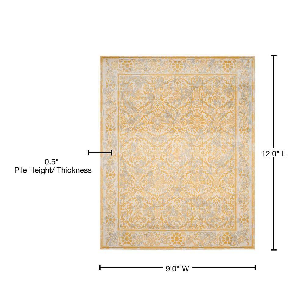 SAFAVIEH Evoke Lorna Traditional Bordered Area Rug, Ivory/Gold, 9' x 12'