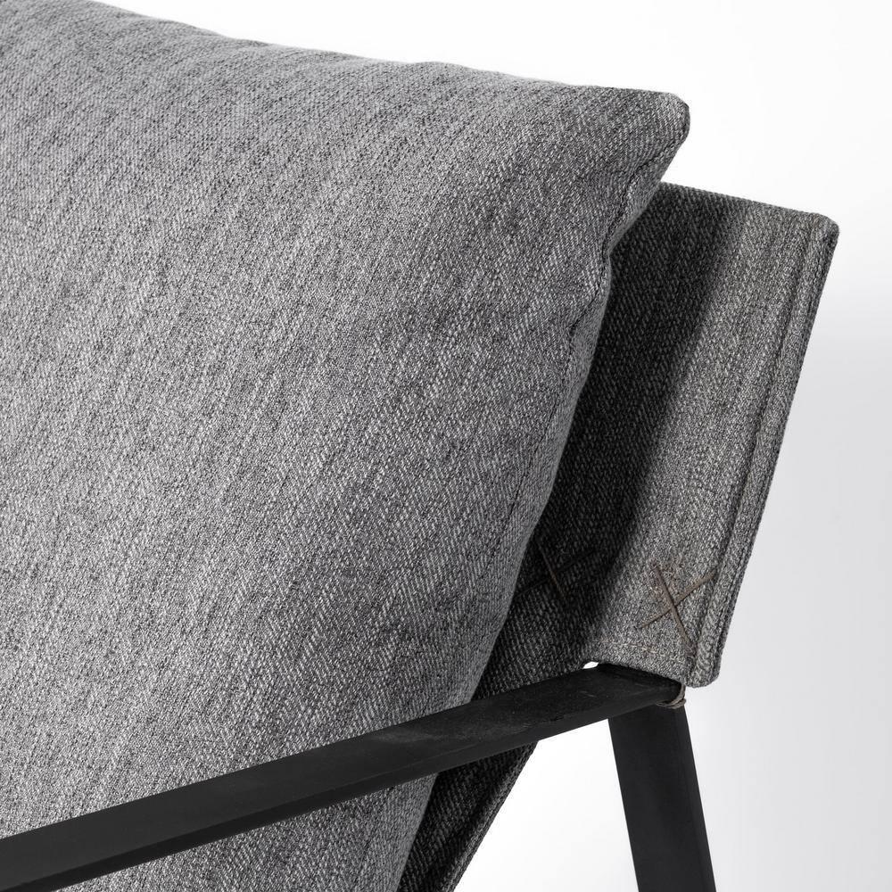 Gray Fabric and Black Iron Slipper Accent Chair