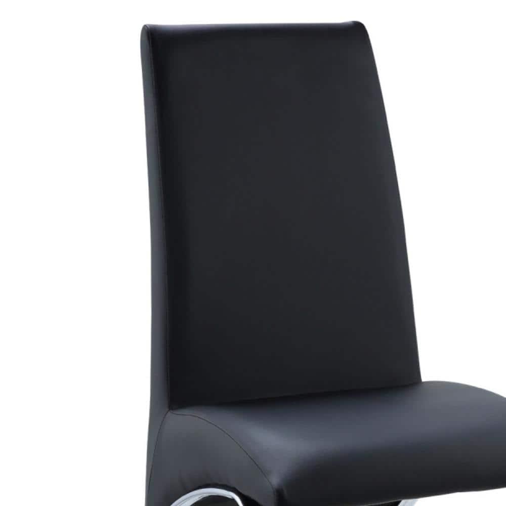 Set of 2 17" Pervis PU Dining Chairs Black/Chrome - Acme Furniture