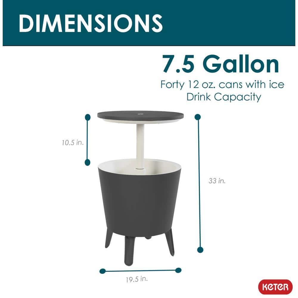 Keter Keter 32 Qt. Cool Bar Cooler Outdoor Weather Resistant Patio Furniture 2 in 1 Pop Up Cocktail Side Table and Beverage Cooler Combo