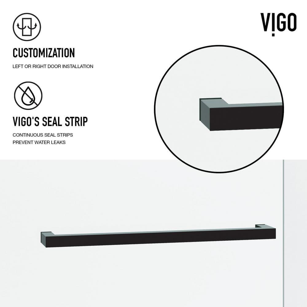 Houston 56-60" W x 76" H Sliding Frameless Shower Door with 3/8" Clear Glass