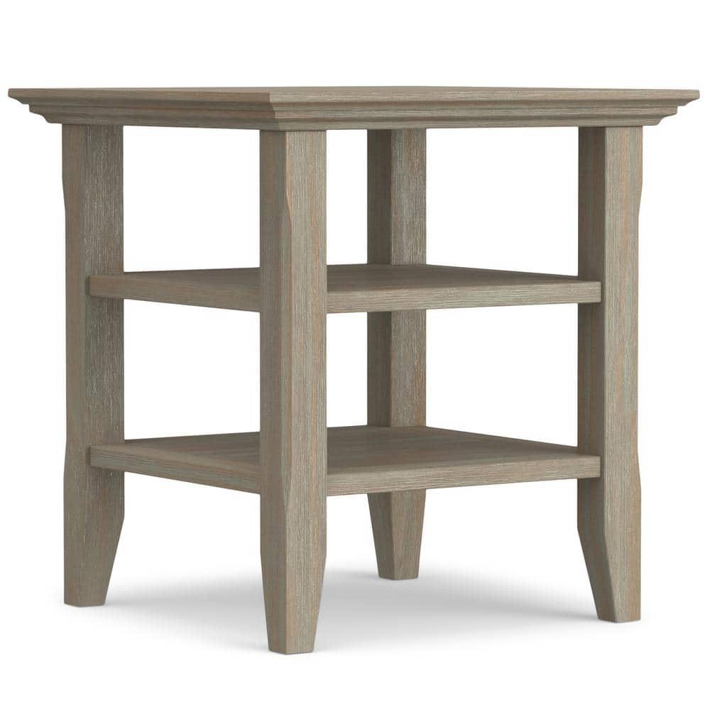 Simpli Home Acadian Solid Wood Transitional Table with Open Shelves
