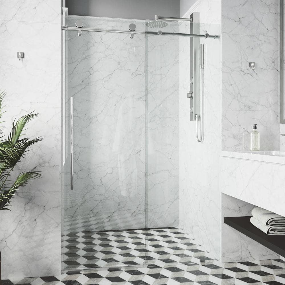 Elan E-Class 44-48" W x 76" H Sliding Frameless Shower Door with 3/8" Clear Glass