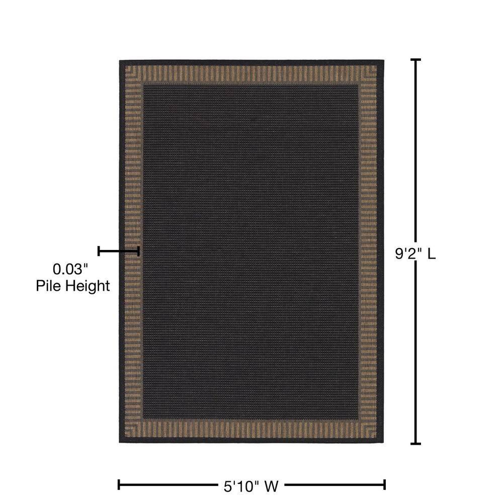 Black Synthetic Flat Woven Reversible Area Rug 70" x 110"