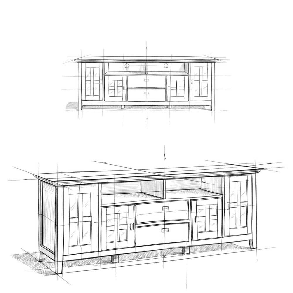 Simpli Home Artisan SOLID WOOD 72 inch TV Media Stand