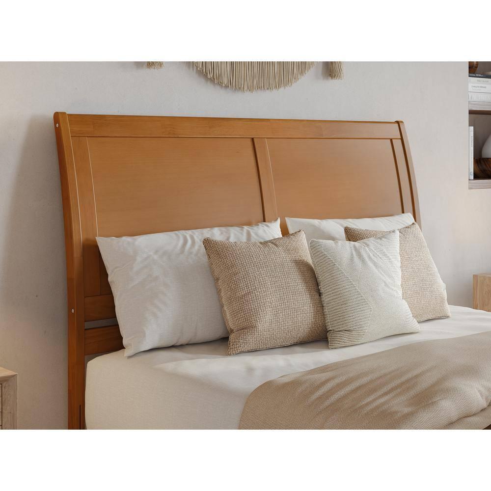 AFI, Andorra Queen Platform Bed with Panel Footboard and Storage Drawers, Light Toffee