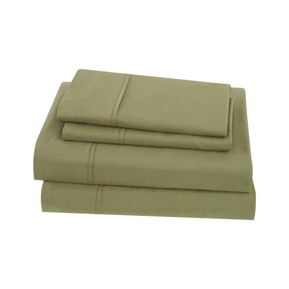 Twin Classic Cotton Solid Sheet Set Olive - Brooklyn Loom