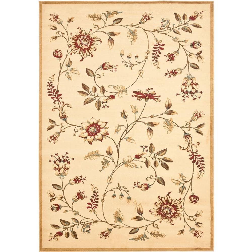 Lyndhurst LNH552 Power Loomed Area Rug - Ivory/Multi - 5'3"x7'6" - Safavieh.