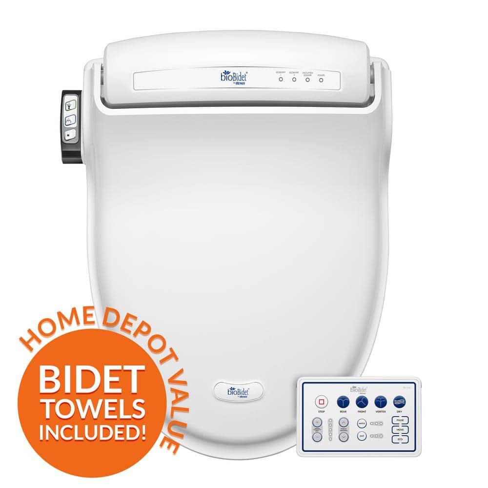 Bio Bidet by BEMIS 7ZBB1000R DRY BB1000 Round Bidet Toilet Seat, Electric, Warm Water with Air Dryer + 6 Bidet Towels