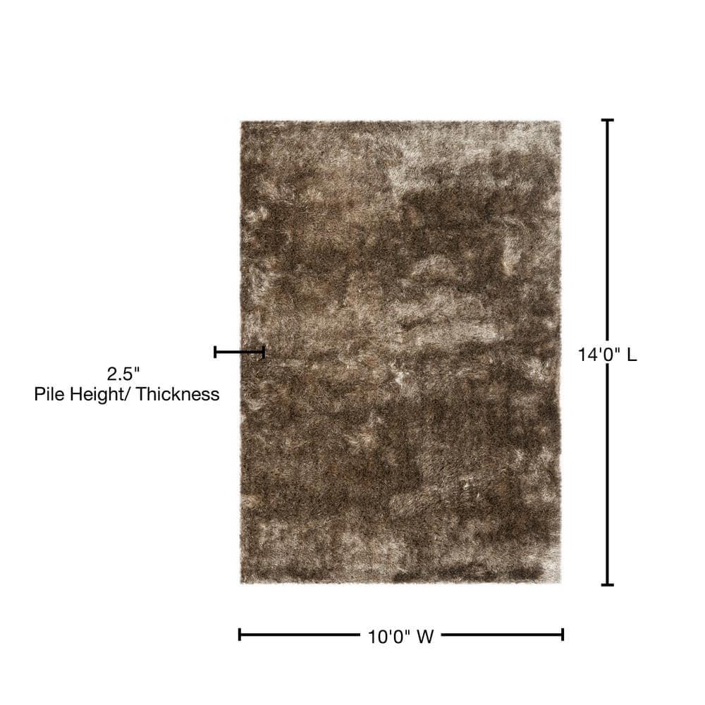 SAFAVIEH Paris Darwin Plush Polyester Shag Area Rug, Sable, 10' x 14'