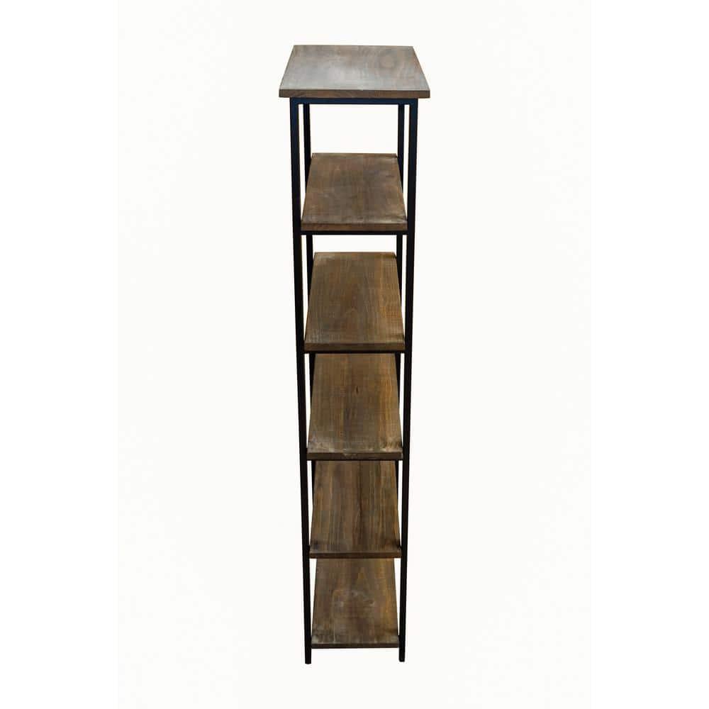Alaterre Pomona 70"H 5-Shelf Metal and Solid Wood Bookcase