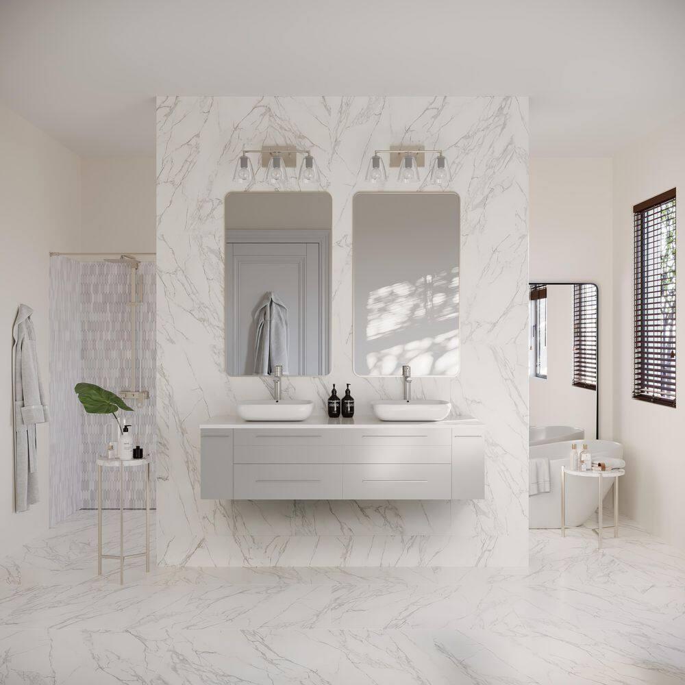 Fresca Lucera 60" Wall Mount Double Sink Modern Bathroom Vanity with Top and Vessel Sinks