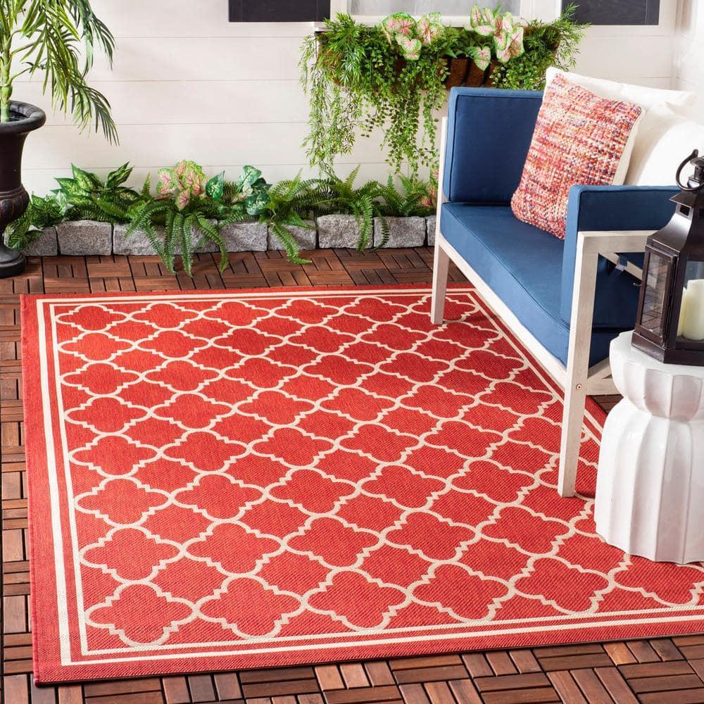 Courtyard CY6918 Power Loomed Indoor/Outdoor Area Rug - Red/Bone - 8'x11' - Safavieh.