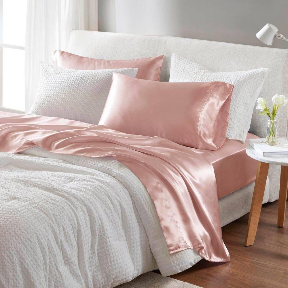 California King Satin Luxury 6pc Sheet Set Blush