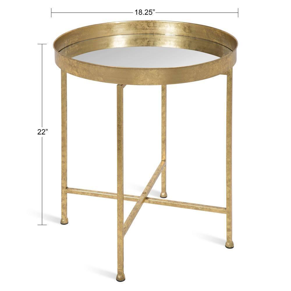 Kate and Laurel Celia Round Metal Side Table, 18.25x18.25x22, Gold and Mirror