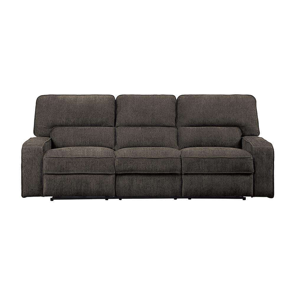 Lexicon Borneo Traditional Chenille Double Reclining Sofa in Chocolate