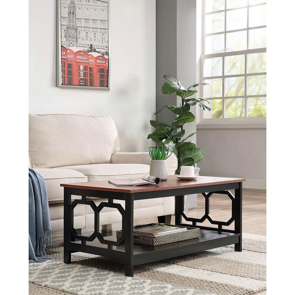 Convenience Concepts Omega Coffee Table with Shelf, Cherry/Black