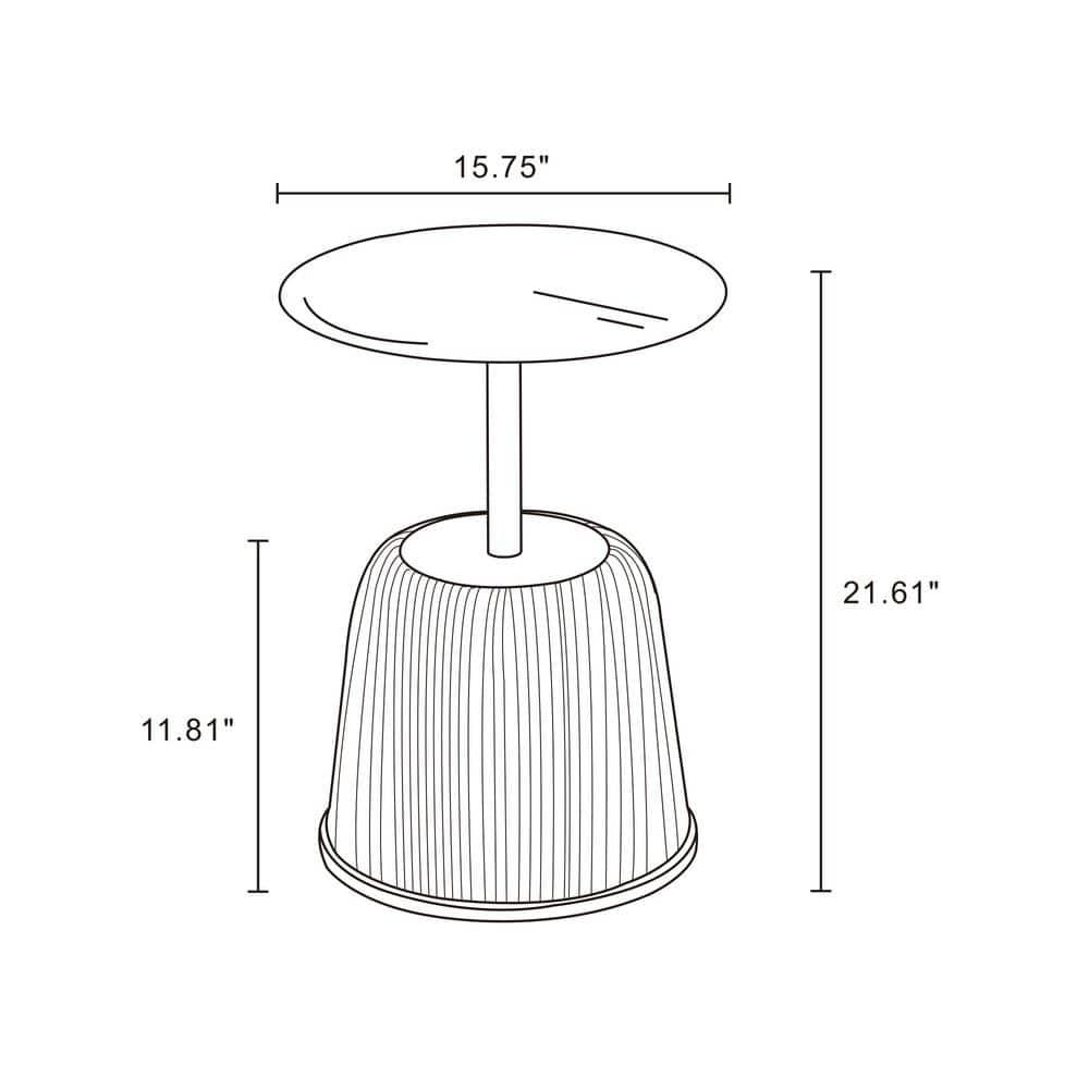 Manhattan Comfort Anderson Modern Leatherette Upholstered End Table with Gold Tabletop Cream: Round, No Assembly, Stainless Steel