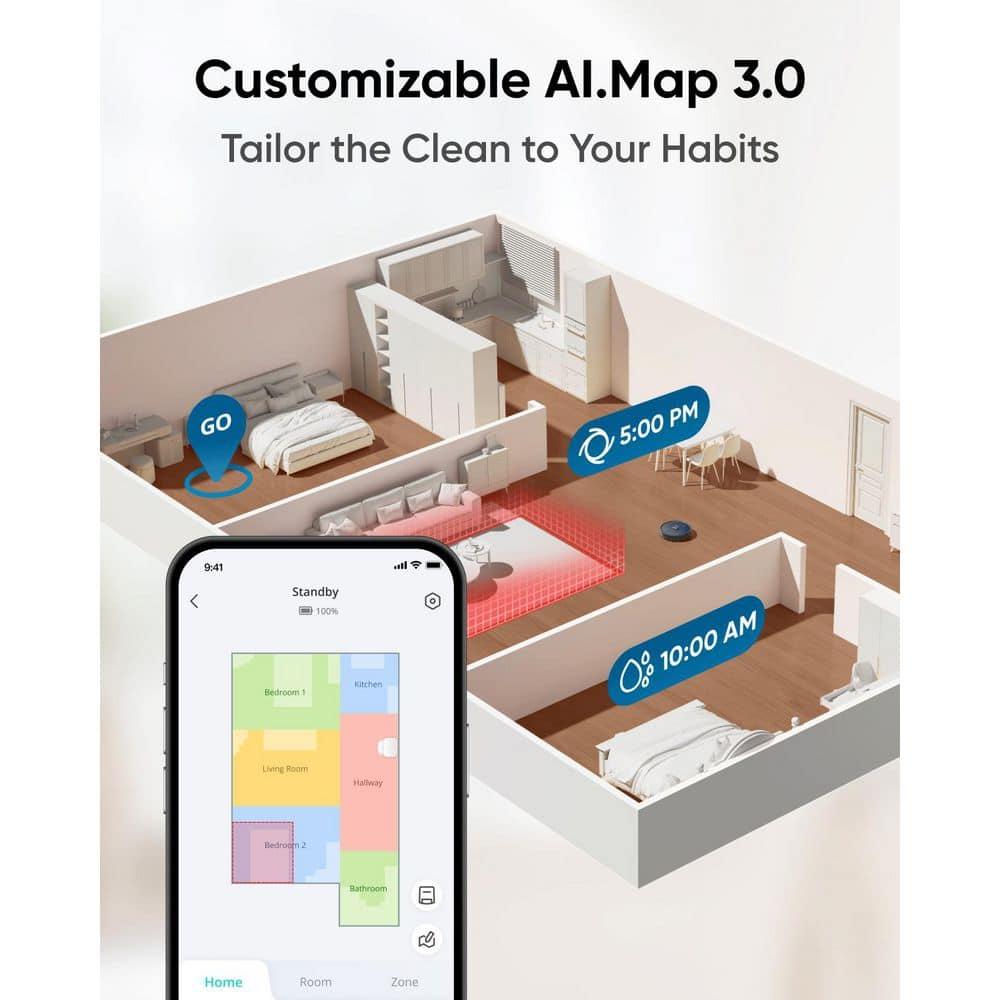 eufy X10 Pro Omni Robot Vacuum and Mop with 8,000 Pa Suction, Dual Mops with 12 mm Auto-Lift and Carpet Detection, AI Obstacle Avoidance, Auto Mop Washing, Auto Drying, Self-Emptying, Self-Refilling