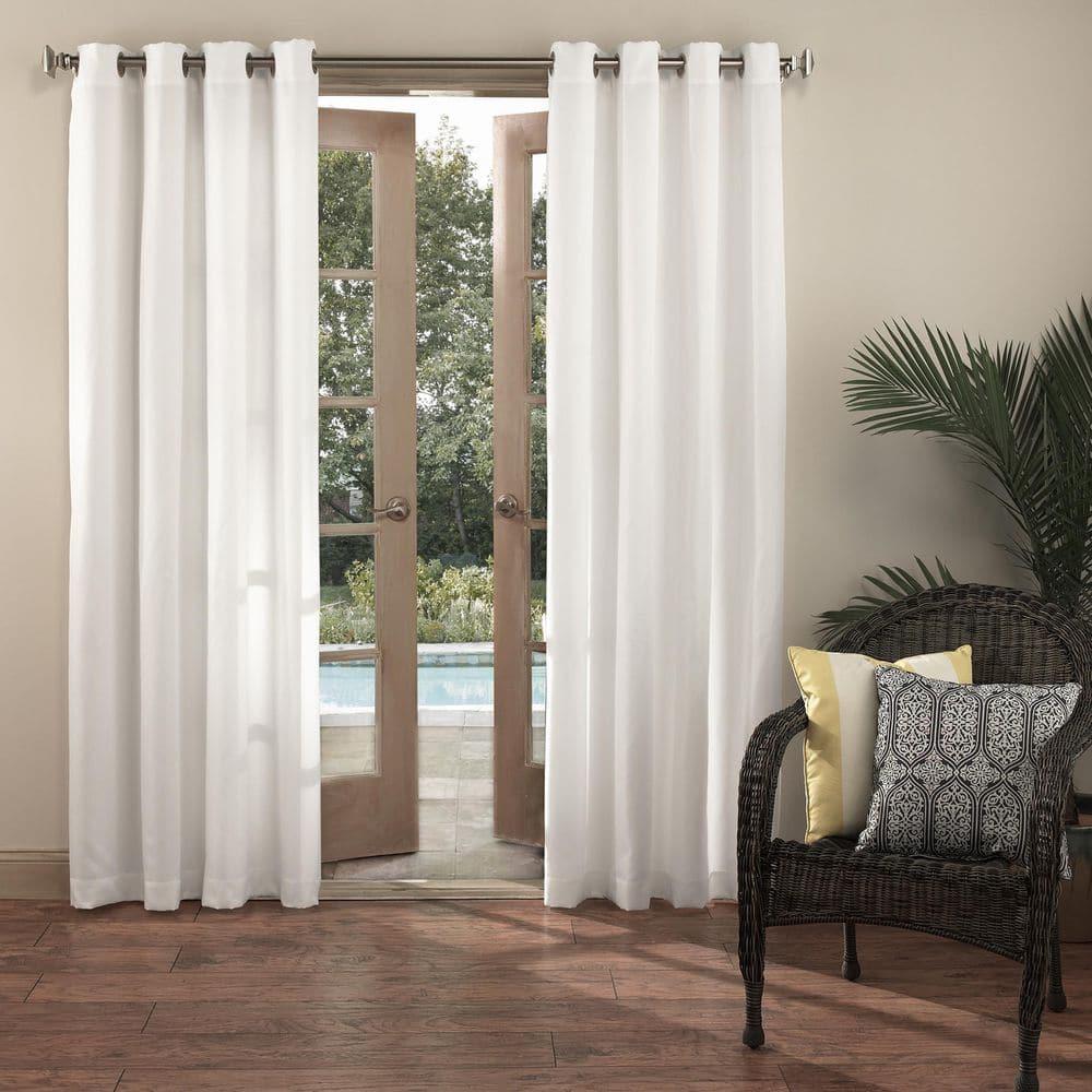54"x84" Sun Zero Room Darkening Sailor UV Protectant Grommet Indoor/Outdoor Curtain Panel White: Patio Door Curtains