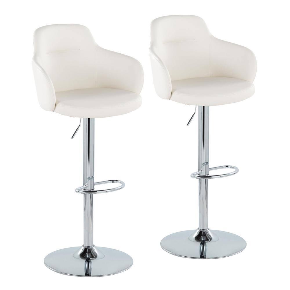 LumiSource Boyne Swivel Upholstered Adjustable Height Counter Stool with Metal Frame (Set of 2)