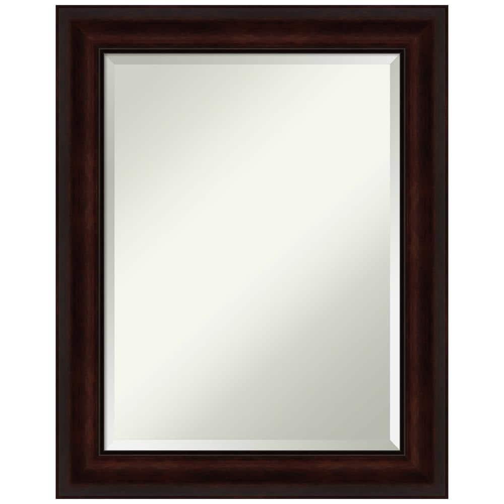 Amanti Art Beveled Bathroom Wall Mirror - Coffee Bean Brown Frame - Coffee Bean Brown Outer Size: 23 x 29 in