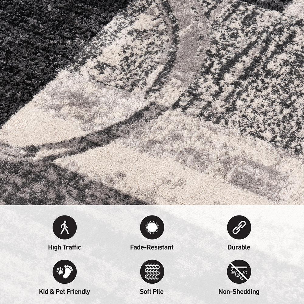 Contemporary Abstract Circle Design Cream 10 ft. x 14 ft. Indoor Area Rug