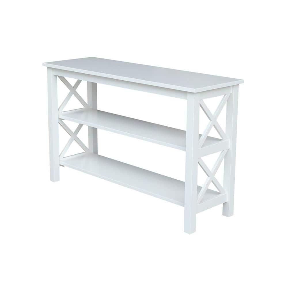 Hampton Console Table White - International Concepts: Hardwood Entryway Table with Fixed Shelves