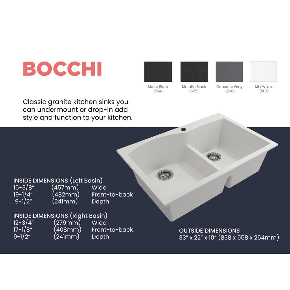 Campino 33'' L Undermount Double Bowl Granite Kitchen Sink