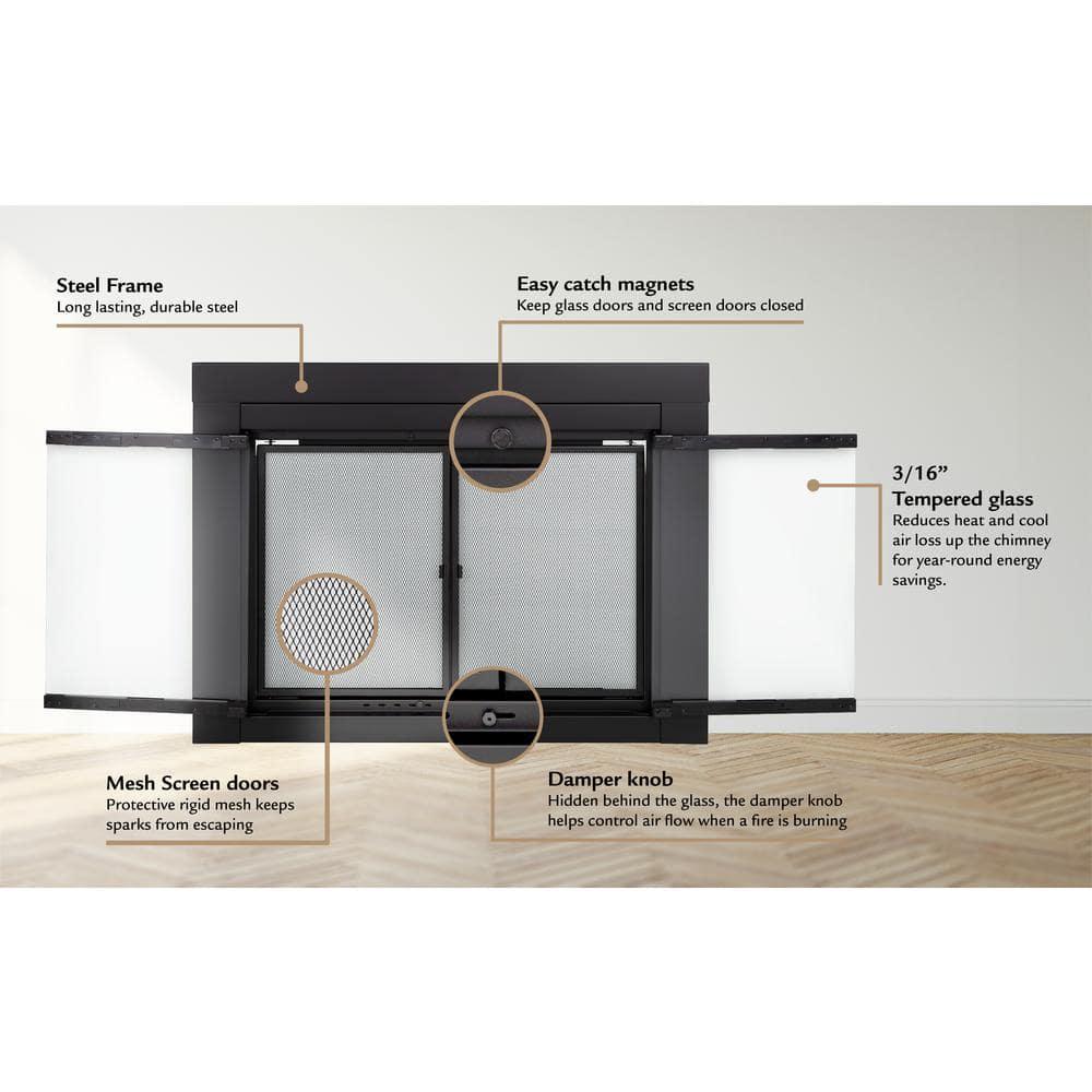 Clairmont Medium Skyline Nickel Fireplace Glass Doors