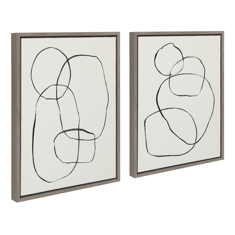 (Set of 2) 18" x 24" Sylvie Going in Circles by Teju Reval Textured Framed Canvas Set Gray - Kate & Laurel All Things Decor
