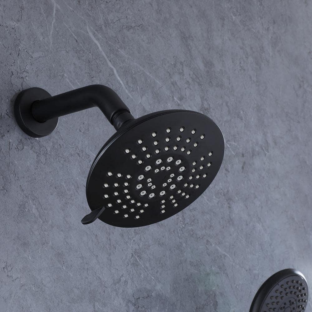 BWE Single-Handle 2-Spray Round High Pressure Shower Faucet in Matte Black (Valve Included)