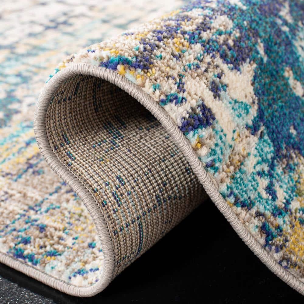 Madison MAD469 Power Loomed Indoor Runner Rug - Cream/Blue - 2'2"x6' - Safavieh