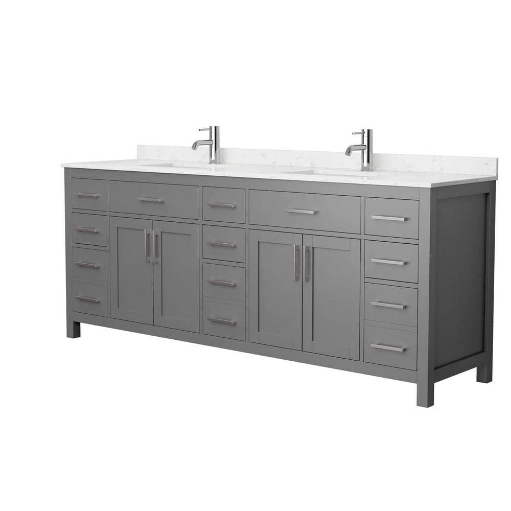 Wyndham Collection Beckett 84" Freestanding Double Bathroom Vanity with Cultured Marble Top