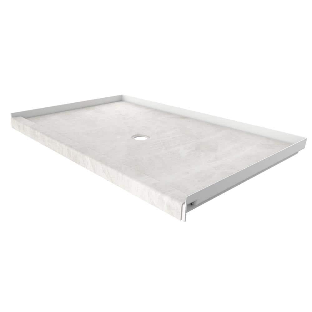 FlexStone 60"L x 36"W Single Threshold Alcove Shower Base with Center Drain