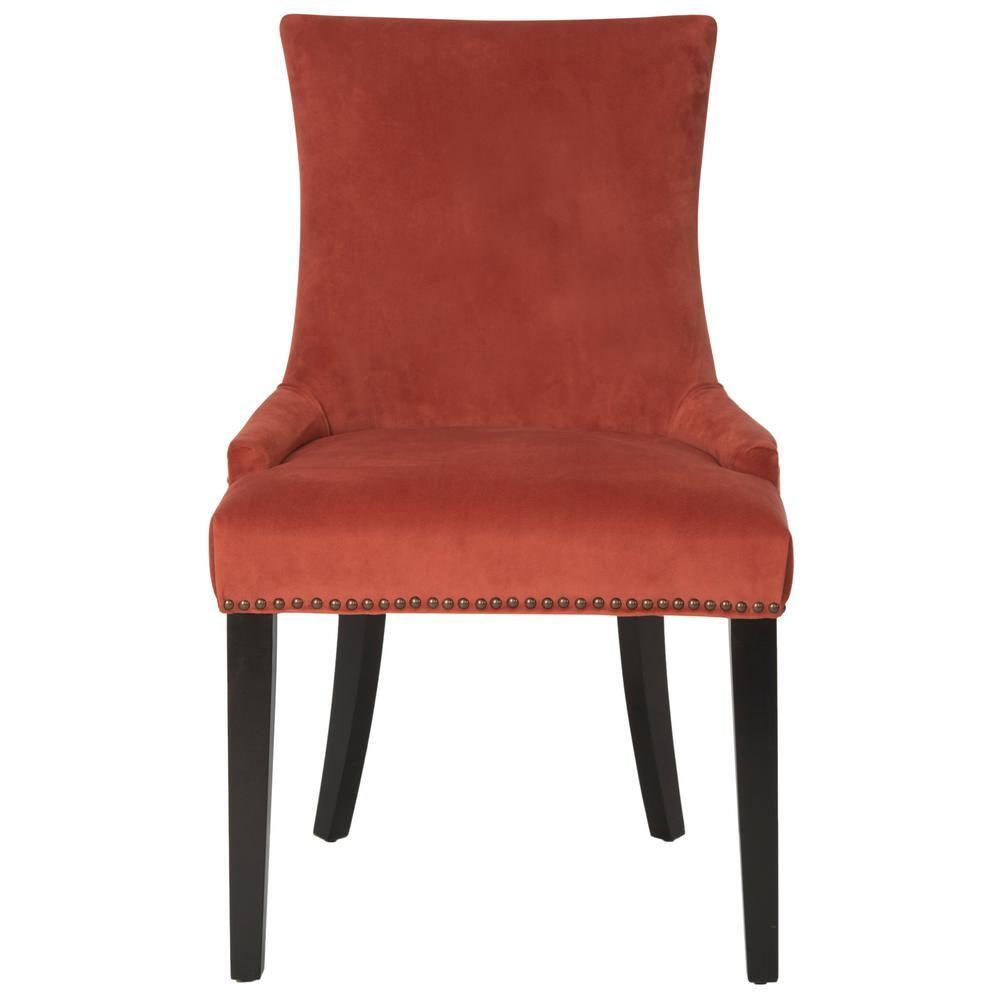 Lester 19''H Dining Chair (Set of 2) with Brass Nail Heads - Rust - Safavieh