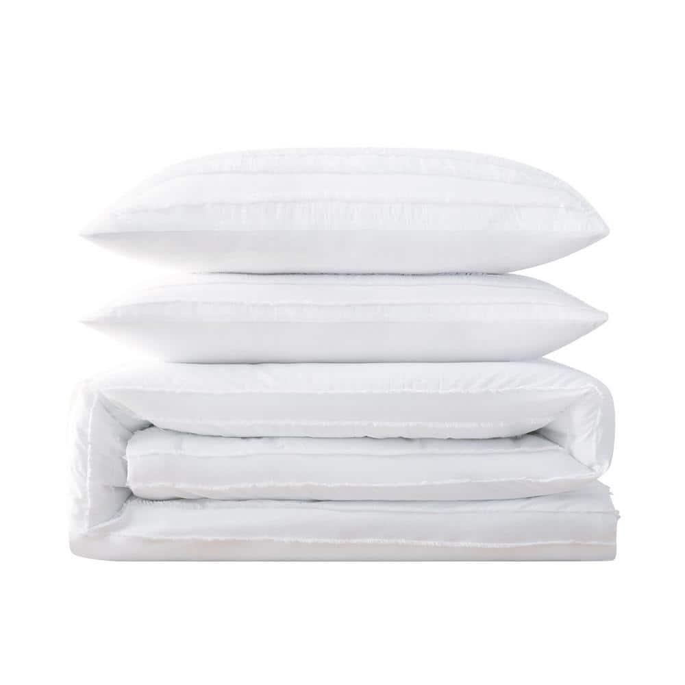 Carlisle White Cotton Full/Queen Duvet Cover Set