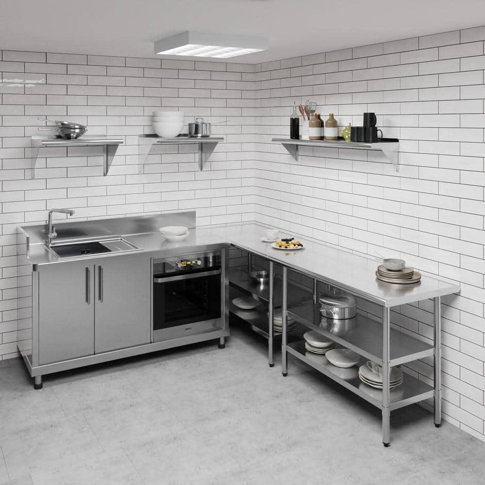 AmGood 10 in. x 48 in. Stainless Steel Wall Shelf | NSF Certified | Appliance & Equipment Metal Shelving | Kitchen, Restaurant, Garage, Laundry, Utility Room