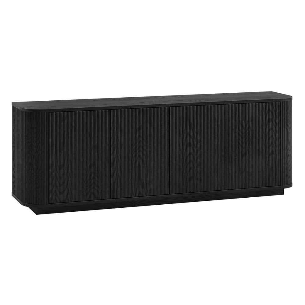 Evelyn&Zoe Canton Transitional TV Stand For TVs up to 75", Black Grain