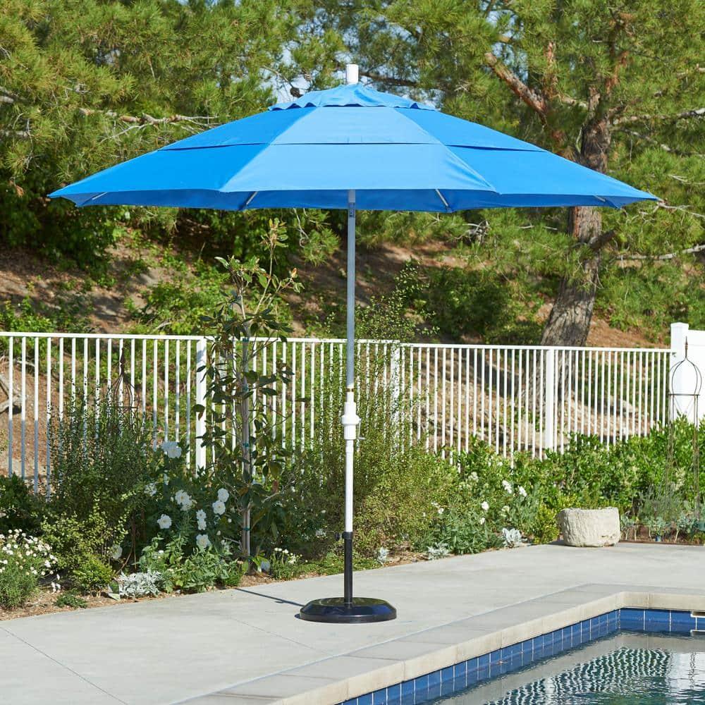 11 ft. Fiberglass Collar Tilt Double Vented Patio Umbrella in Frost Blue Olefin