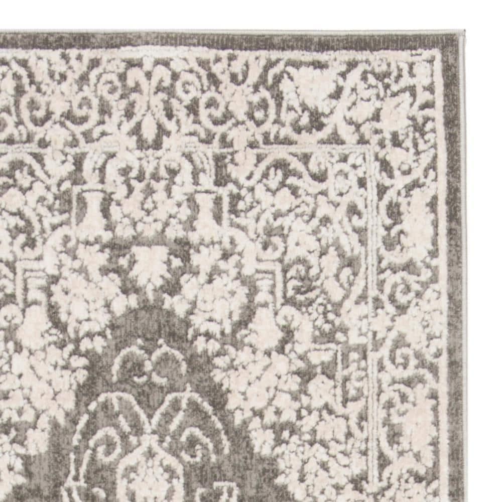 Reflection RFT664 Power Loomed Indoor Runner Rug - 2'3"x12' - Dark Grey/Cream - Safavieh