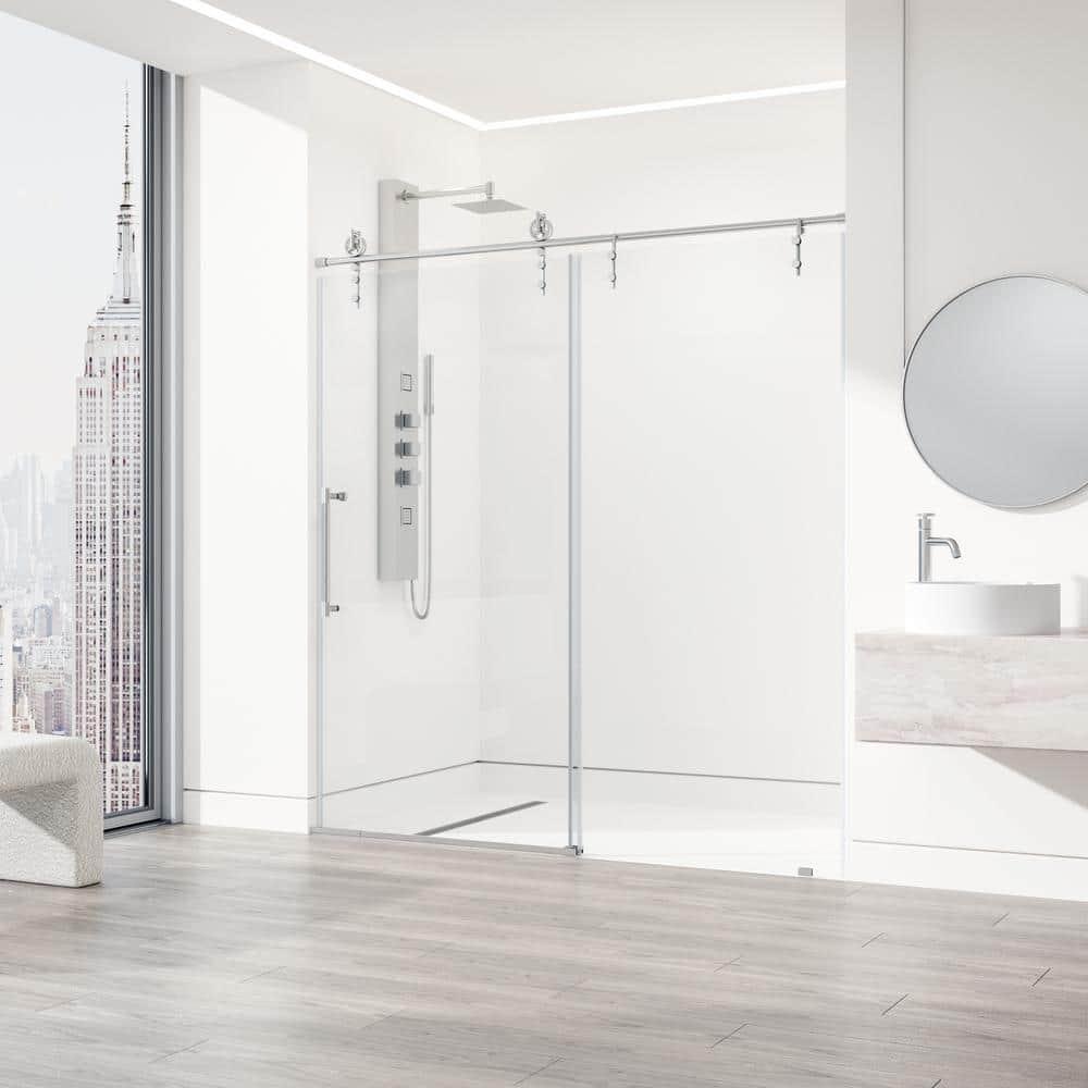 Hamilton 56-60" W x 78" H Sliding Frameless Shower Door with 3/8" Clear Glass